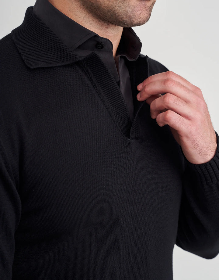 POLO TRICOT DECOTE V PRETO ZOLF