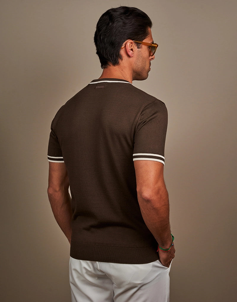 T-SHIRT TRICOT BICOLOR CACAU ZOLF