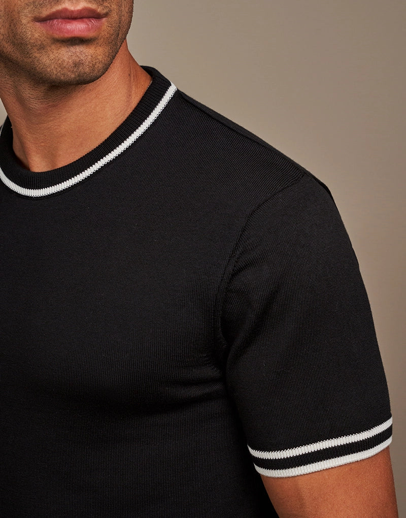 T-SHIRT TRICOT BICOLOR PRETO ZOLF