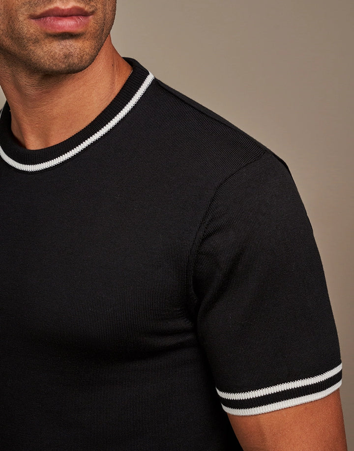 T-SHIRT TRICOT BICOLOR PRETO ZOLF