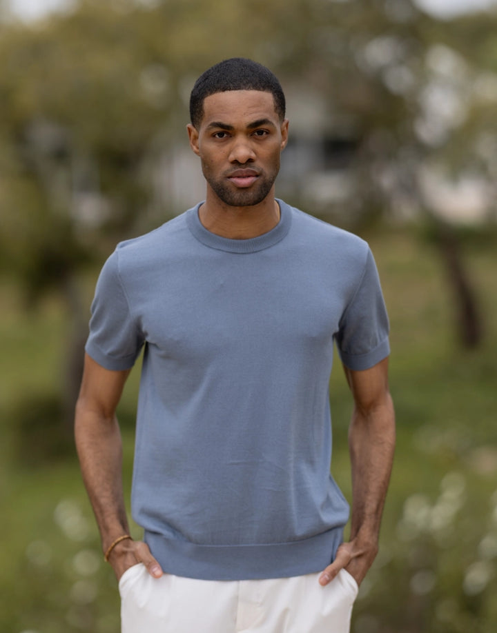 T-SHIRT TRICOT LISA AZUL CIANO ZOLF