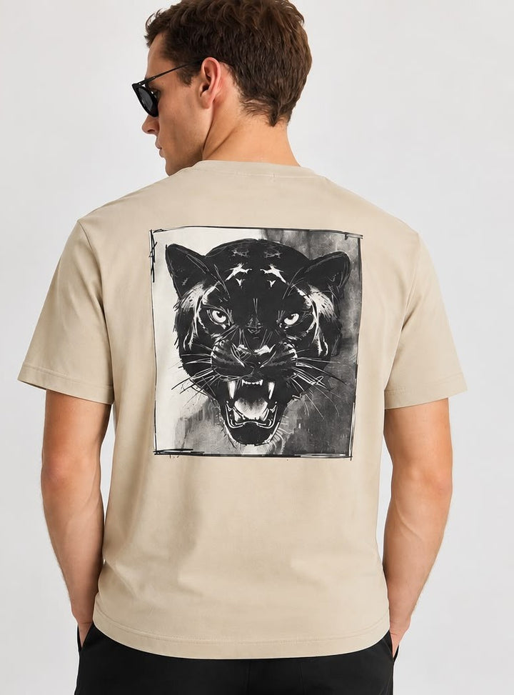 T-SHIRT BEGE COM ESTAMPADO DE PANTERA ANTONY MORATO