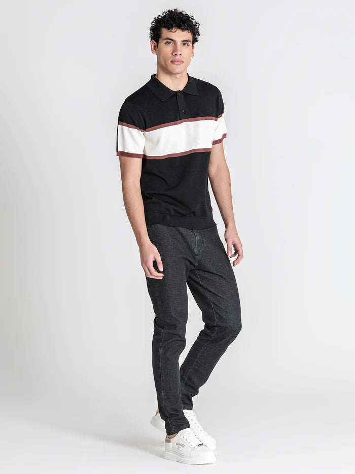 POLO PRETO ÀS RISCAS PONTO CHIC