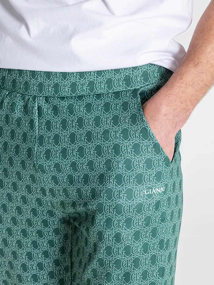 CALÇAS JOGGER VERDES PADRÃO MONOGRAMA PONTO CHIC