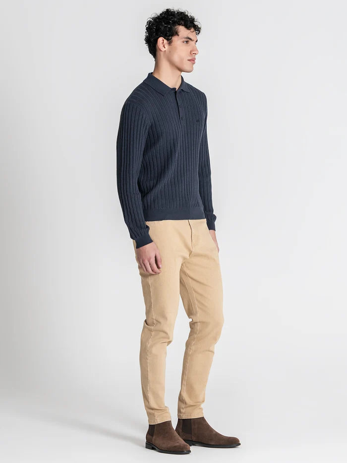 POLO DE MALHA AZUL MARINHO PONTO CHIC