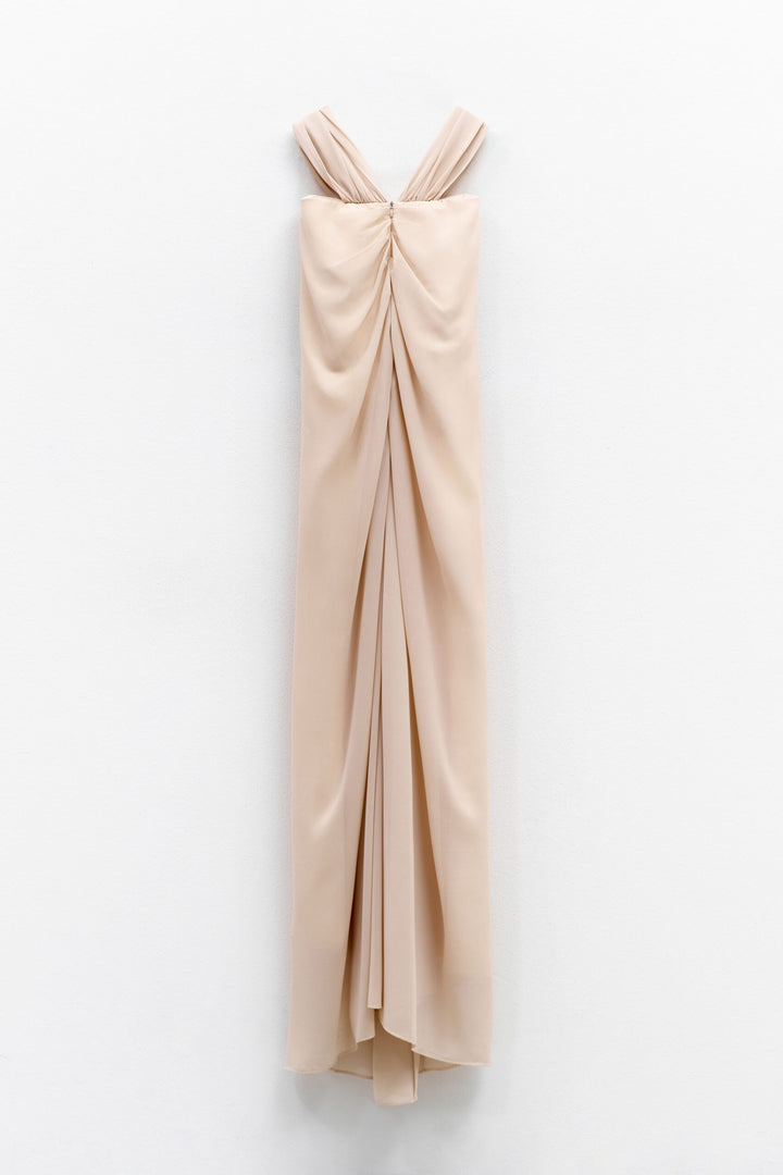 VESTIDO NUDE COM LENÇO EMBUTIDO ELEH