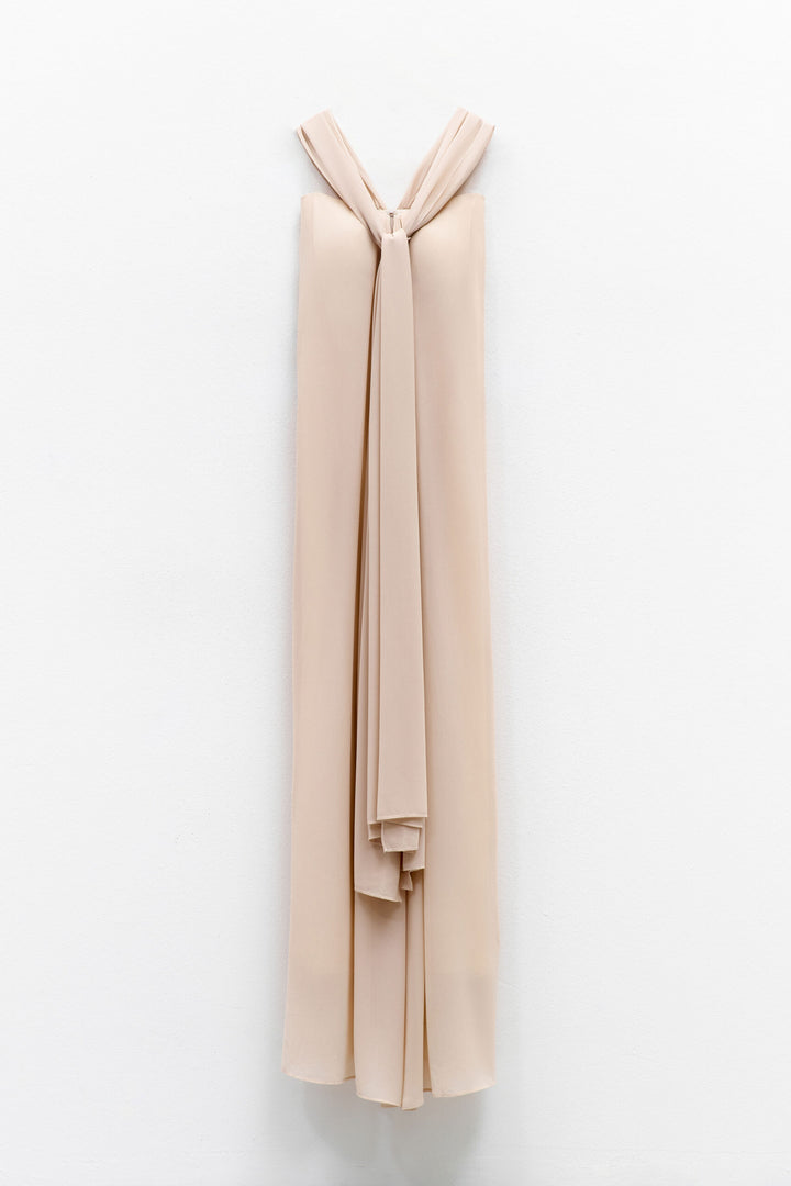 VESTIDO NUDE COM LENÇO EMBUTIDO ELEH