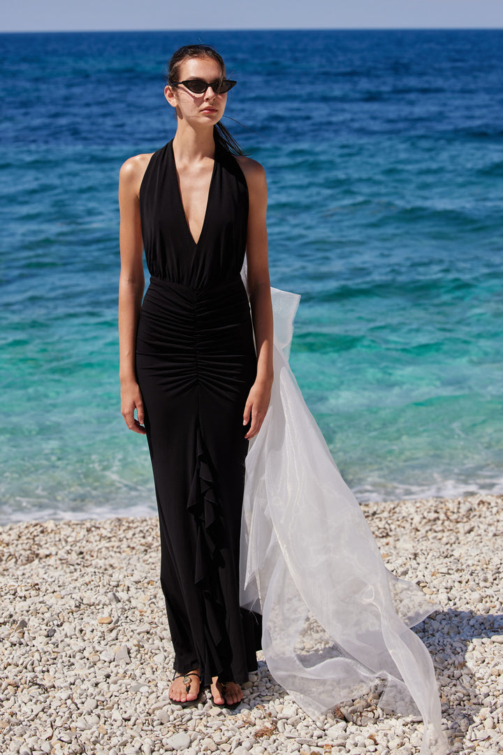 VESTIDO PRETO LICRADO EFEITO DRAPEADO ELEH