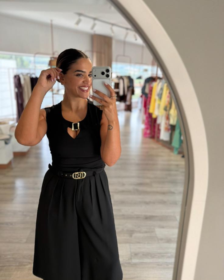 CULOTE PRETA COM CINTO RINASCIMENTO