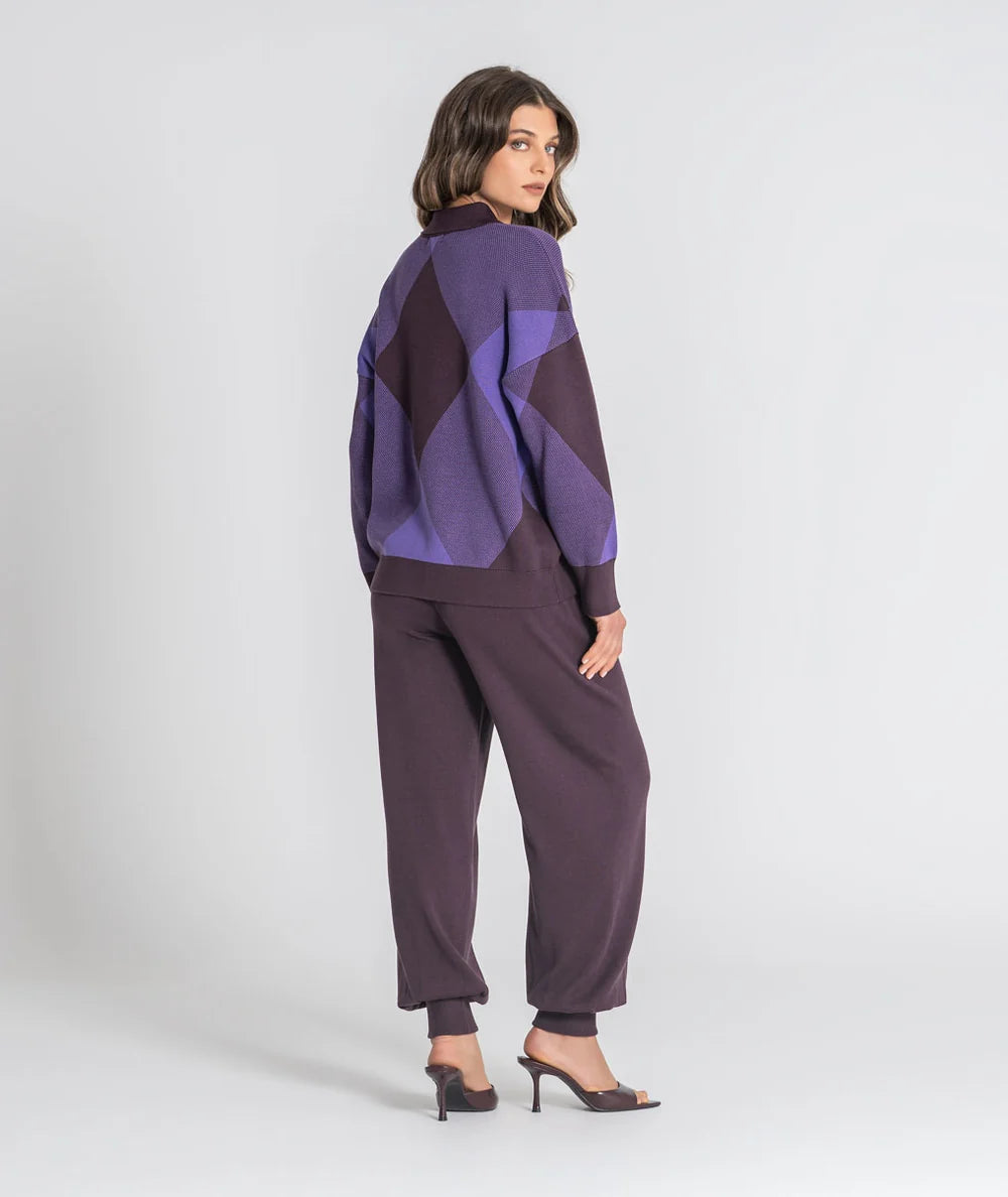 CAMISOLA ROXA GOLA POLO LOSANGOS RUGA