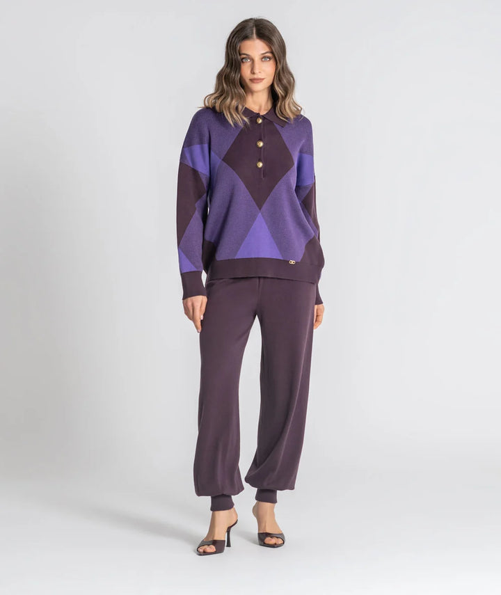 CAMISOLA ROXA GOLA POLO LOSANGOS RUGA