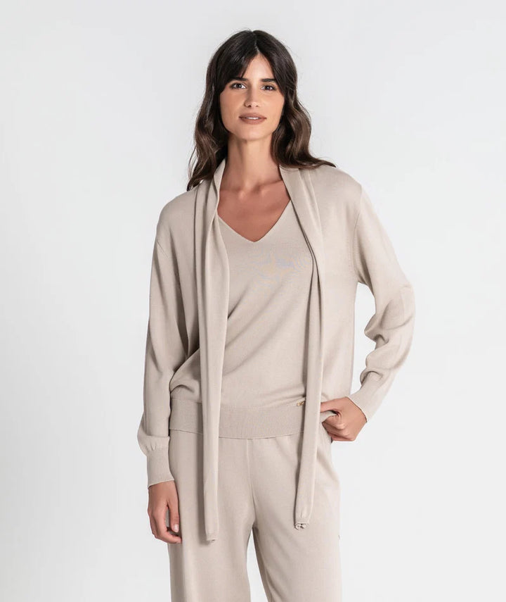 CAMISOLA BEGE COM LAÇO RUGA