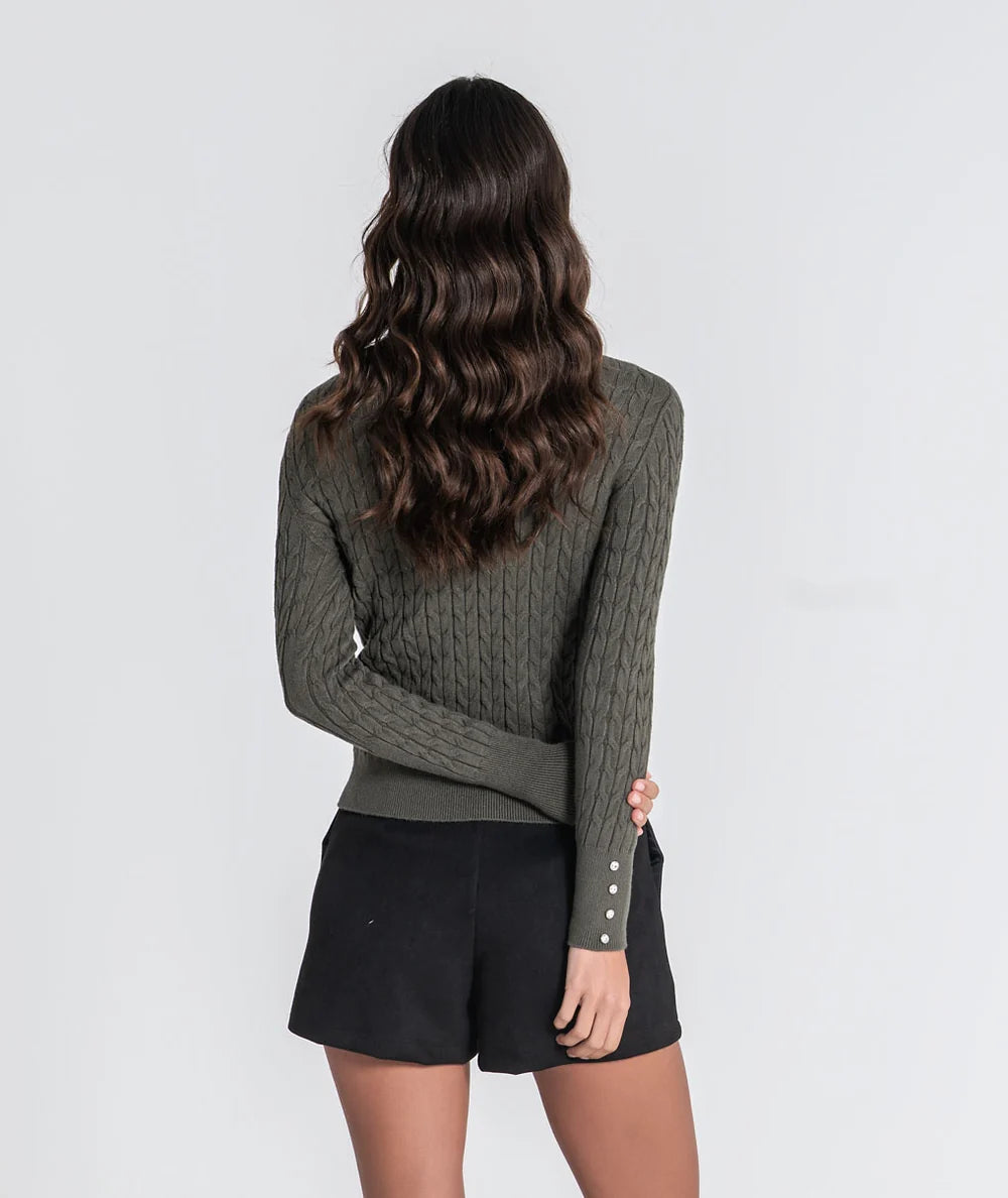 CAMISOLA TRANÇAS VERDE COM BOTOES CRISTAL RUGA