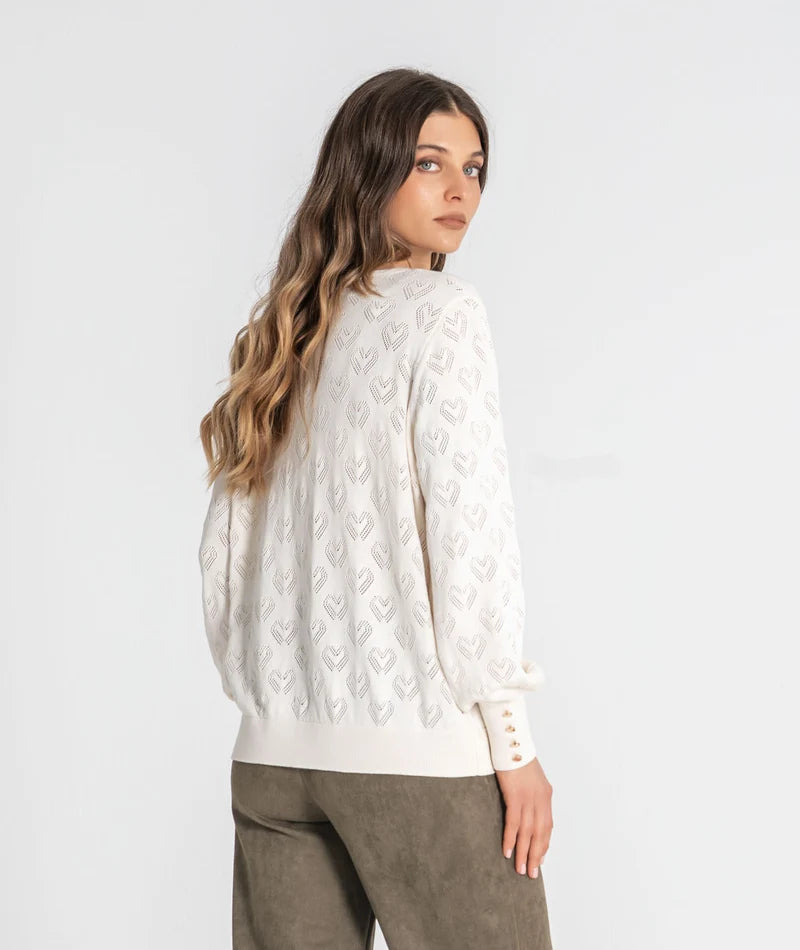 CAMISOLA BEGE CORAÇÕES PERFURADOS RUGA
