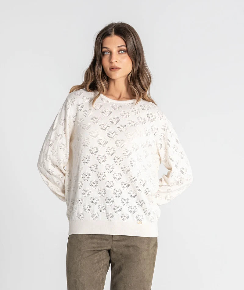 CAMISOLA BEGE CORAÇÕES PERFURADOS RUGA