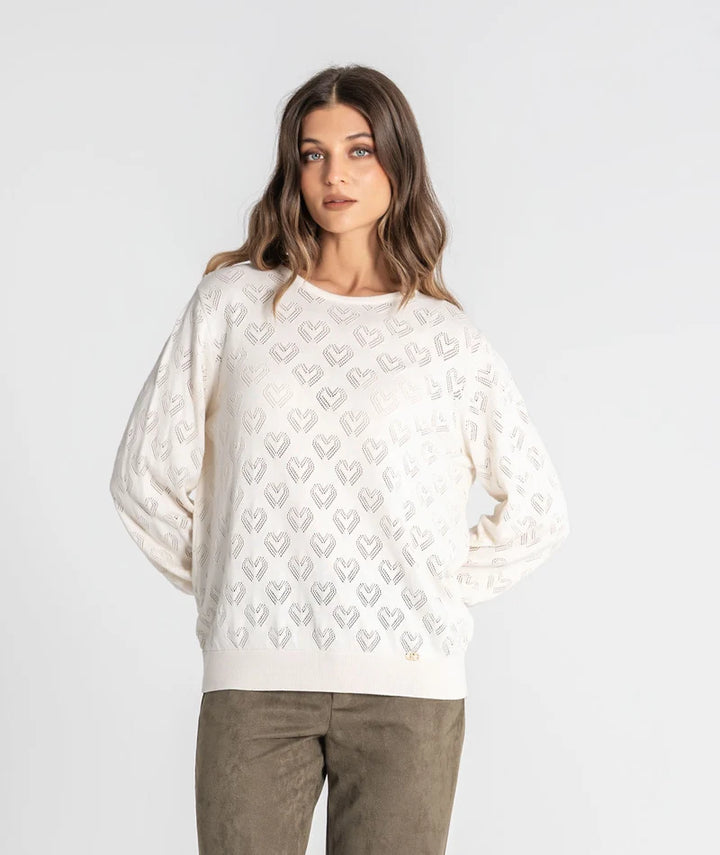 CAMISOLA BEGE CORAÇÕES PERFURADOS RUGA