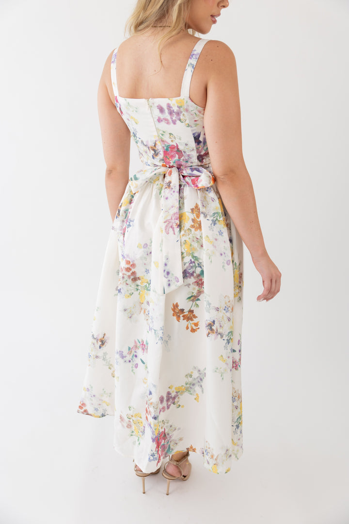 VESTIDO MIDI ESTAMPAOD TECIDO ALINHADO PONTO CHIC
