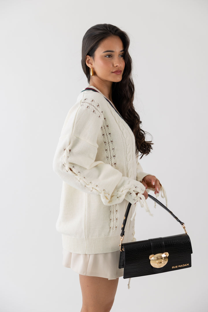 PULLOVER BRANCO COM TRANÇAS GAELLE PARIS