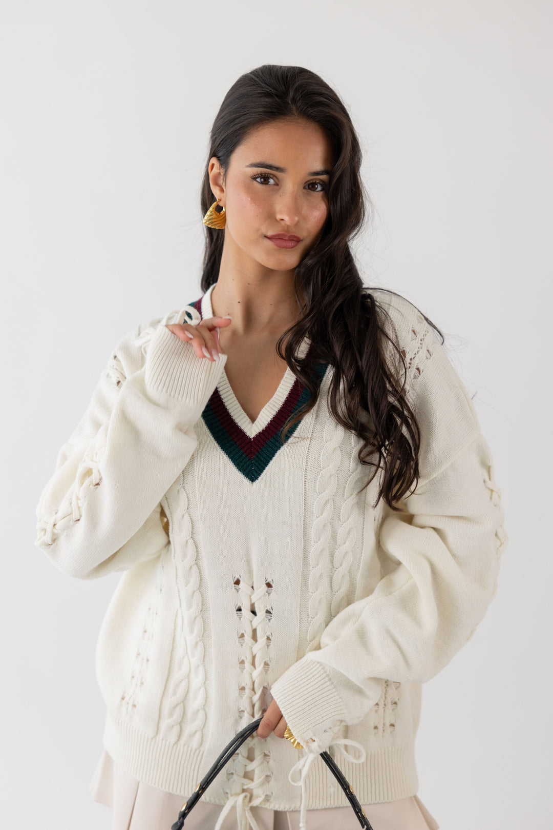 PULLOVER BRANCO COM TRANÇAS GAELLE PARIS