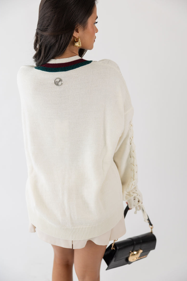 PULLOVER BRANCO COM TRANÇAS GAELLE PARIS
