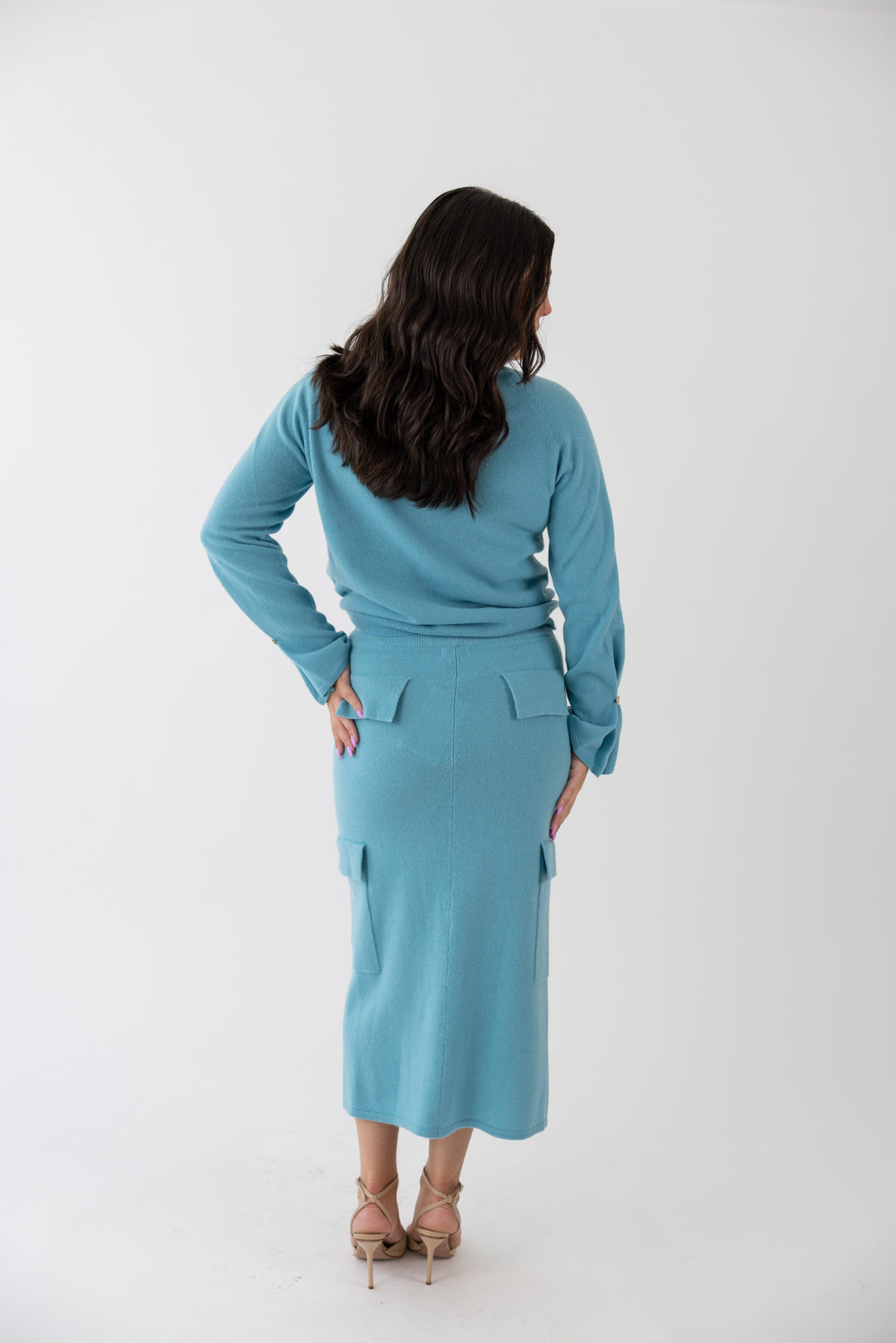 SAIA MIDI DE MALHA AZUL FRACOMINA
