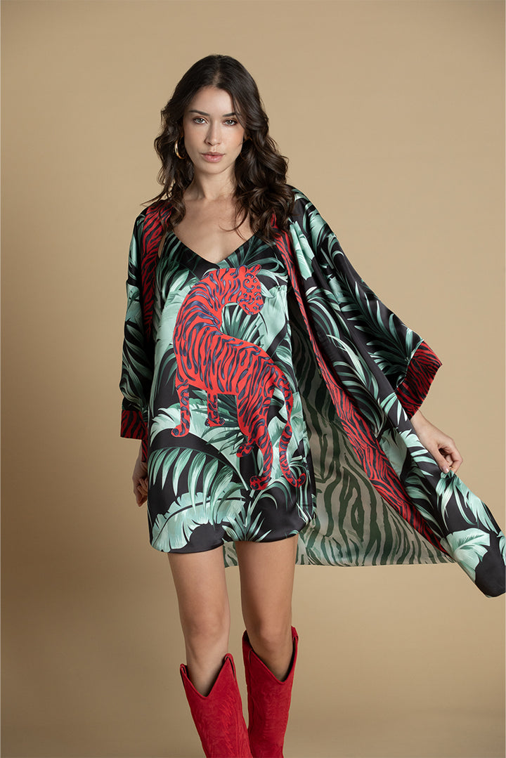 KIMONO REVERSIVEL ESTAMPA TROPICAL SAHOCO