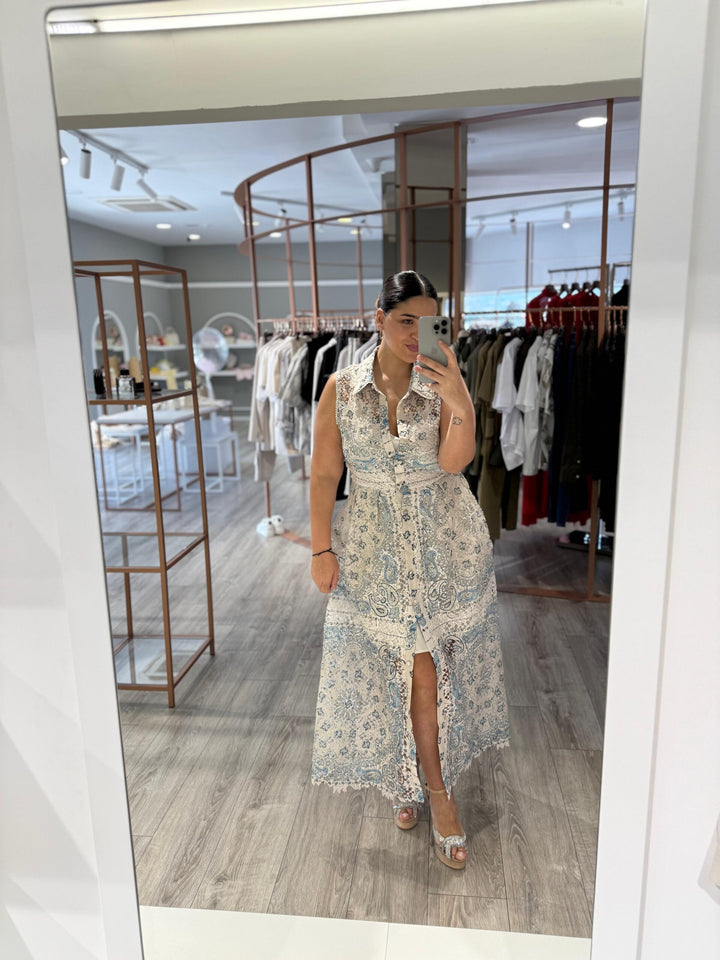 VESTIDO CAMISEIRO TECIDO BORDADO PONTO CHIC