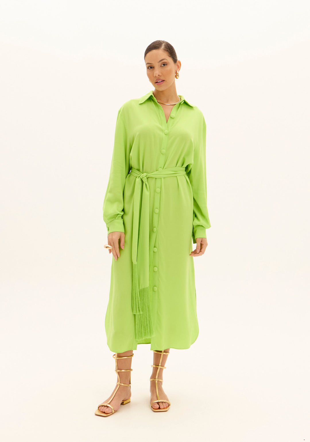 VESTIDO CAMISEIRO VERDE LANÇA PERFUME
