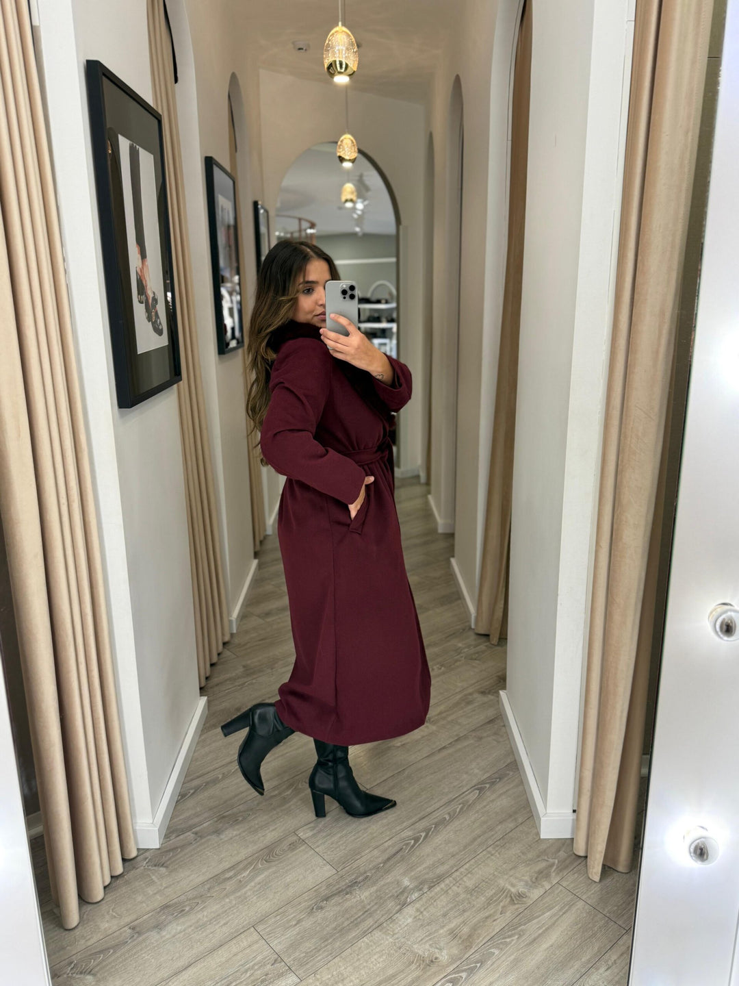 CASACO BORDEAUX COM PELO PONTO CHIC