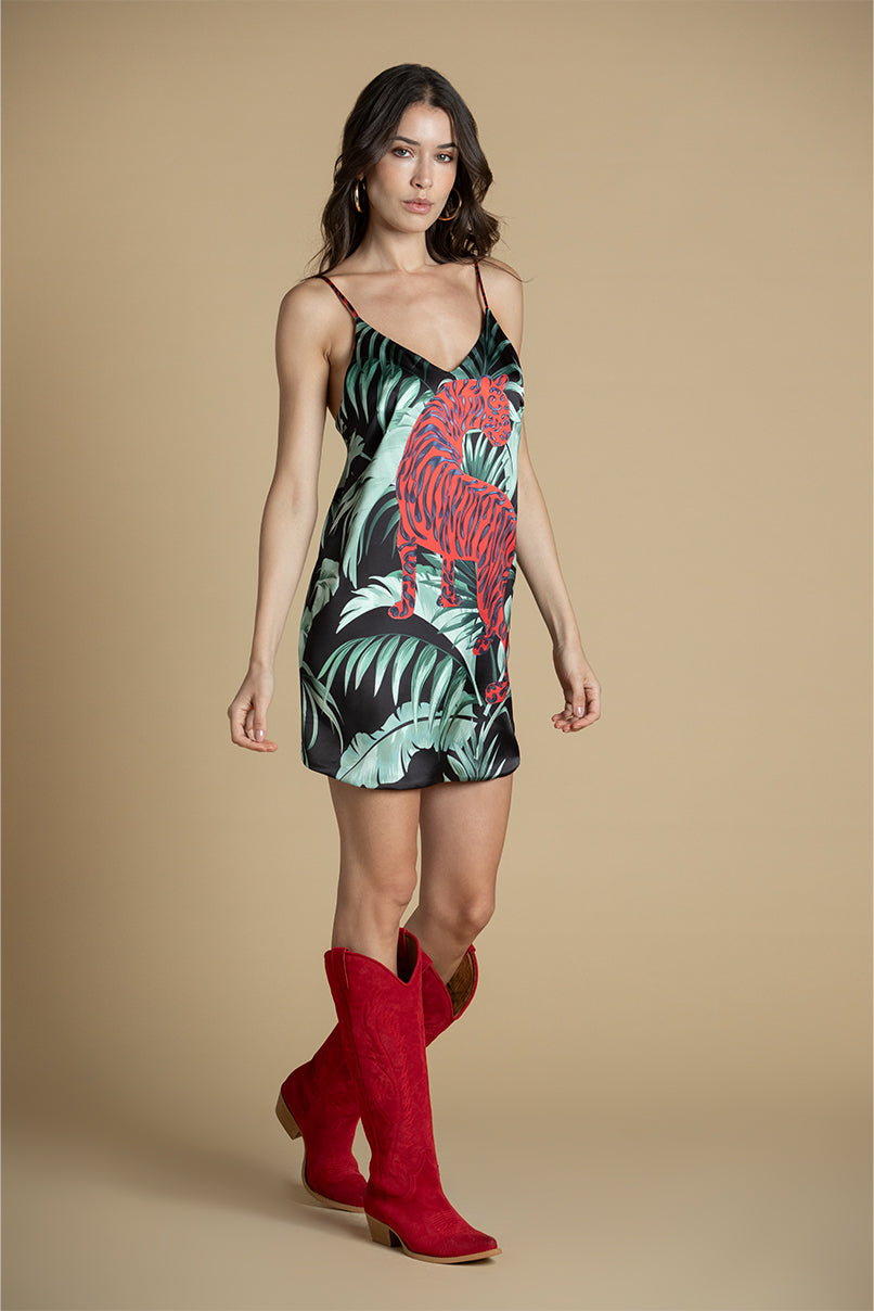 VESTIDO REVERSIVEL ESTAMPA TROPICAL SAHOCO