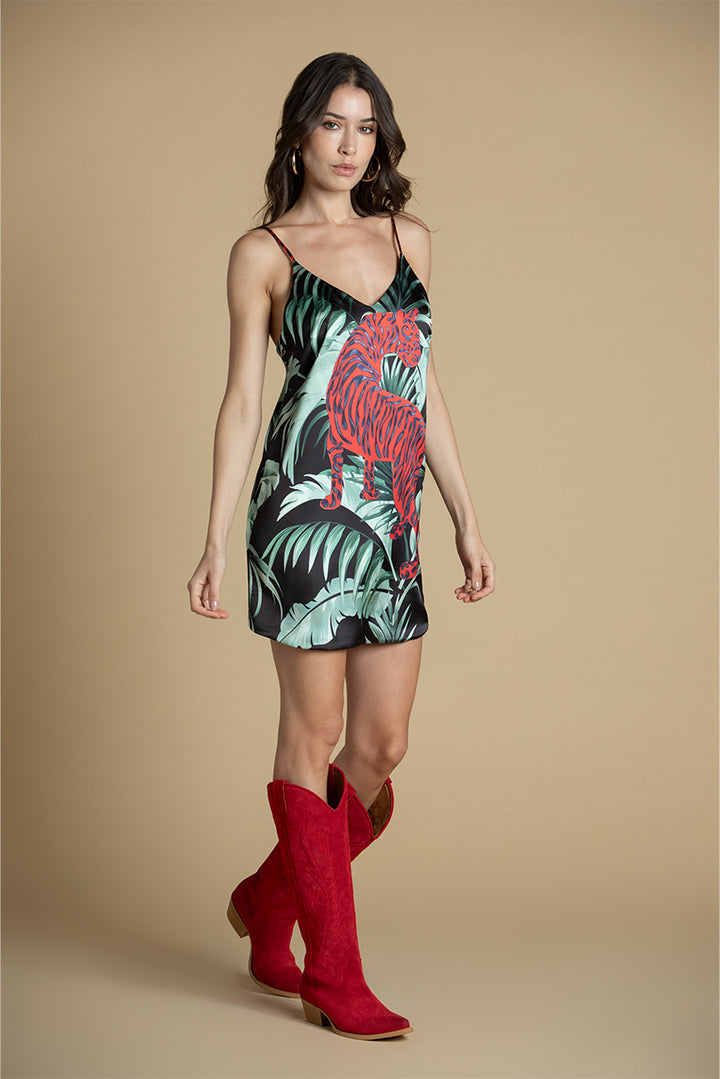 VESTIDO REVERSIVEL ESTAMPA TROPICAL SAHOCO