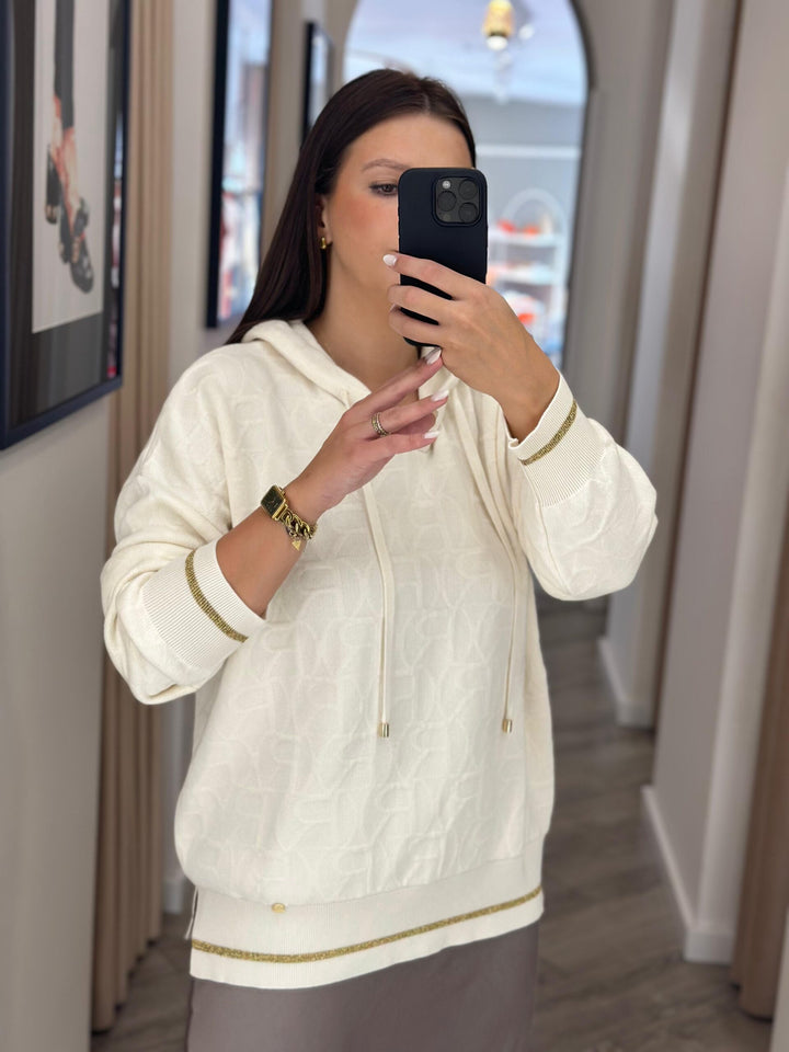 CAMISOLA DE CAPUZ CRU COM RELEVOS RUGA