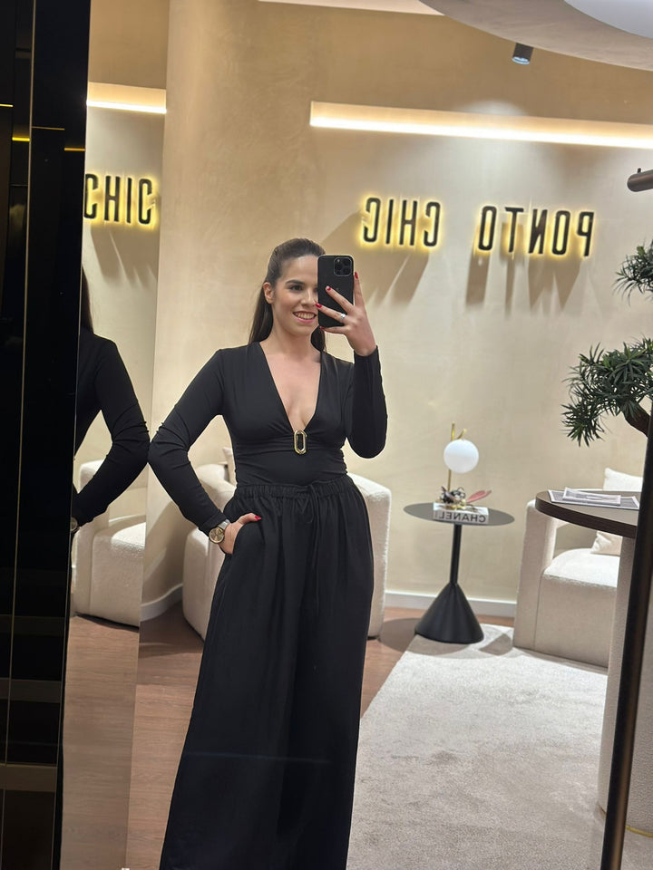 PANTALONA PRETA COM CORDÃO ELEH