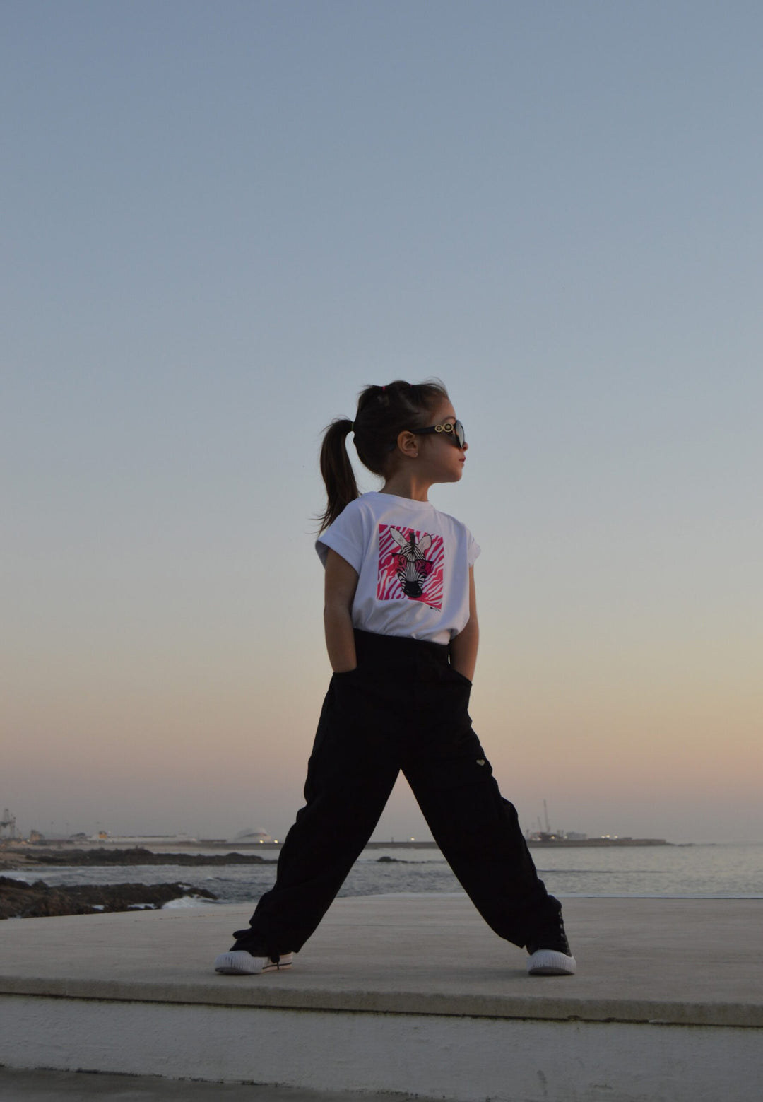 T-SHIRT BRANCAR COM ESTAMPA ZEBRA ROSA MISS YOU KIDS