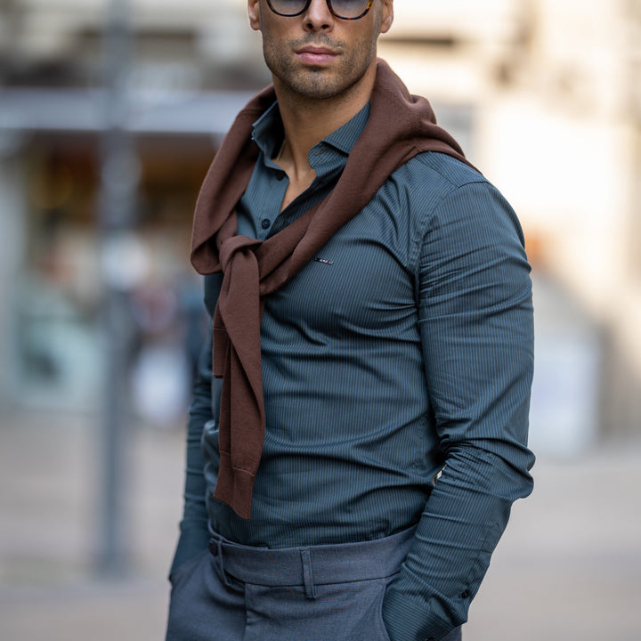 CAMISA GOLA ITALIANA COM RISCA SLIM FIT VERDE ZOLF