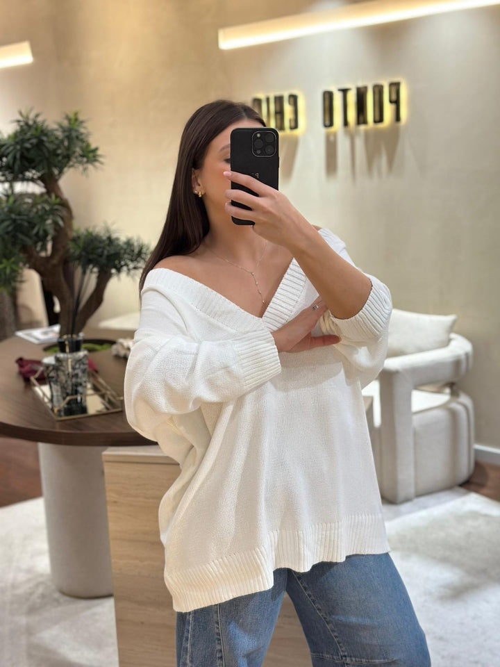 CAMISOLA OVERSIZE BRANCO PONTO CHIC