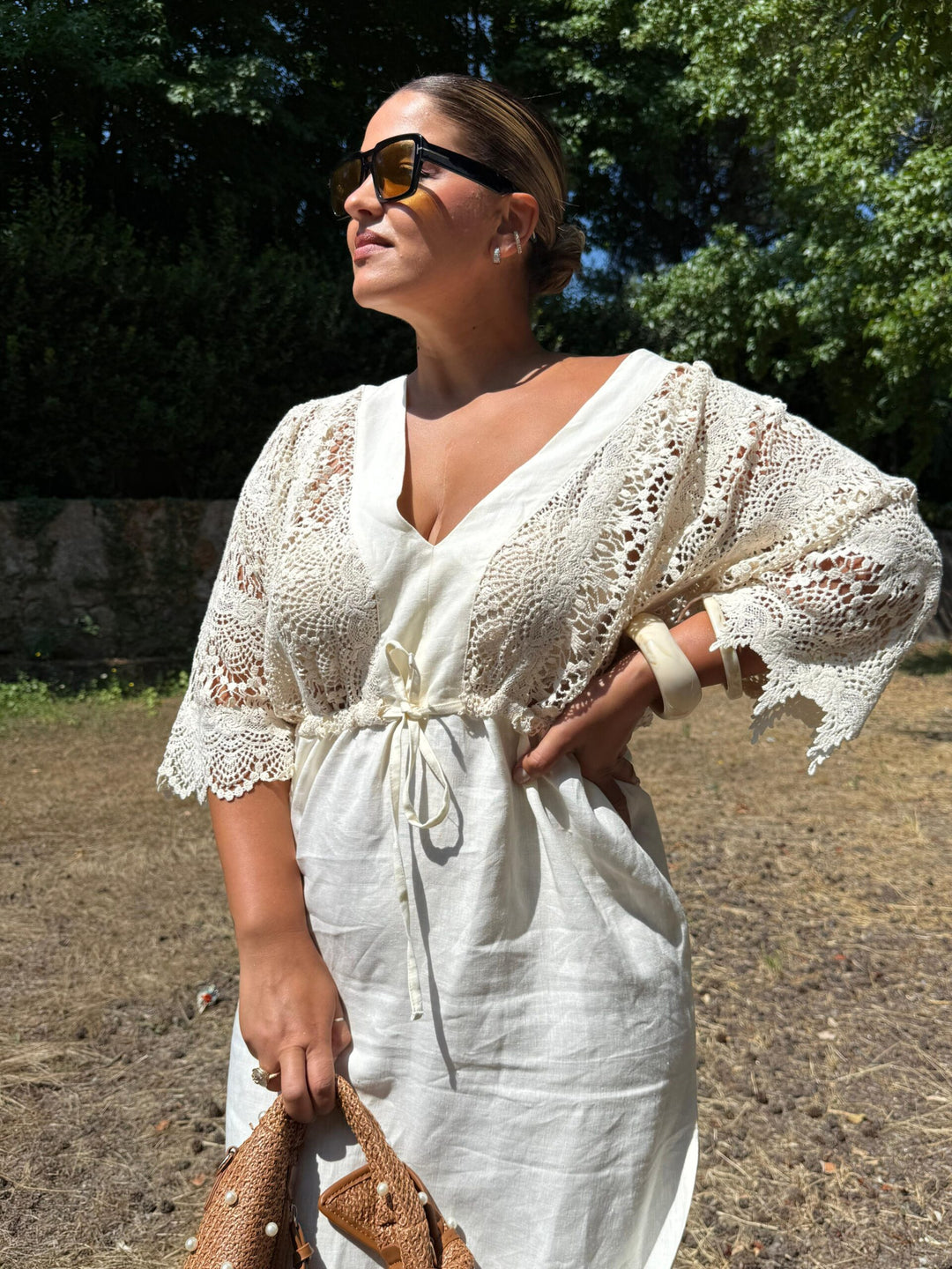 VESTIDO SOL DE LINO PONTO CHIC