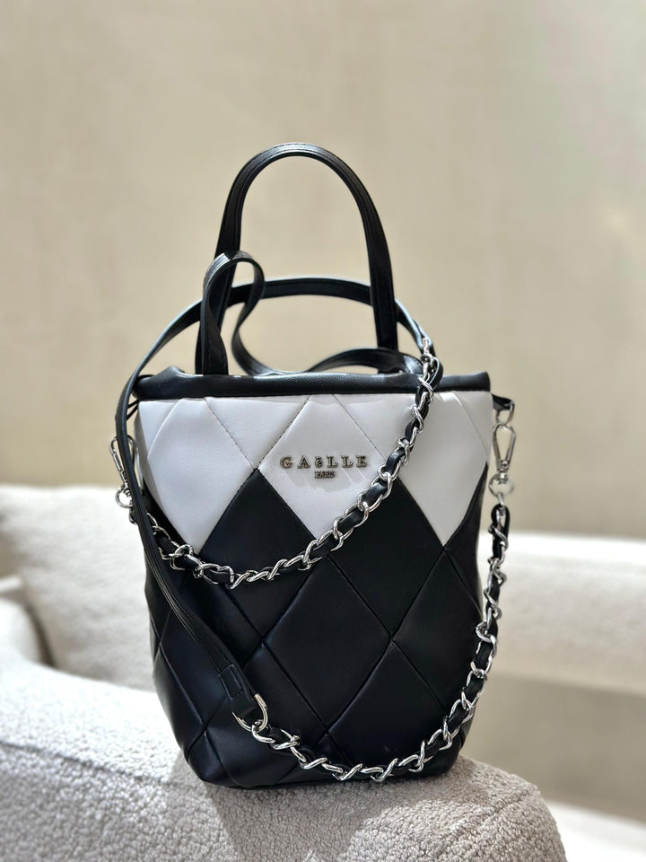 MINI MALA PRETO COM BRANCO GAELLE PARIS