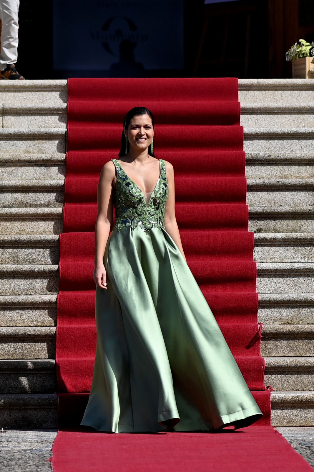 VESTIDO LONGO VERDE PEITO TRABALHADO PONTO CHIC