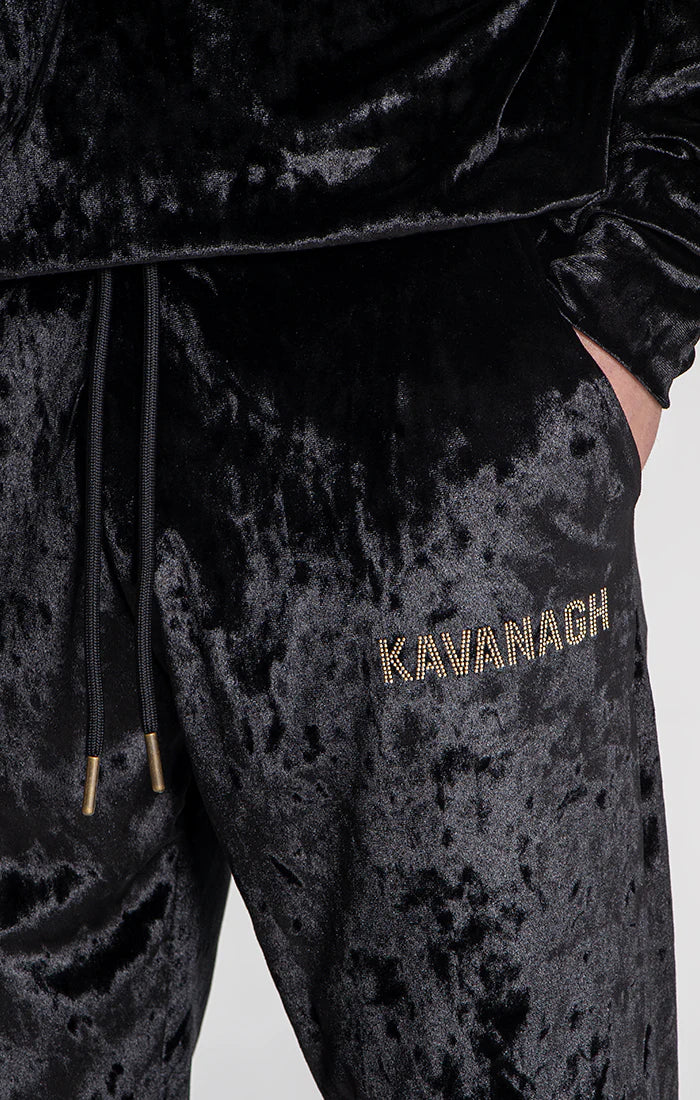 CALÇAS PRETAS EM VELUDO COM LOGOTIPO GIANNI KAVANAGH