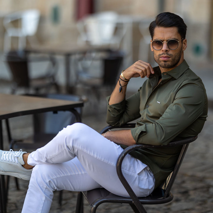 CAMISA GOLA ITALIANA KAKI SLIM FIT ZOLF