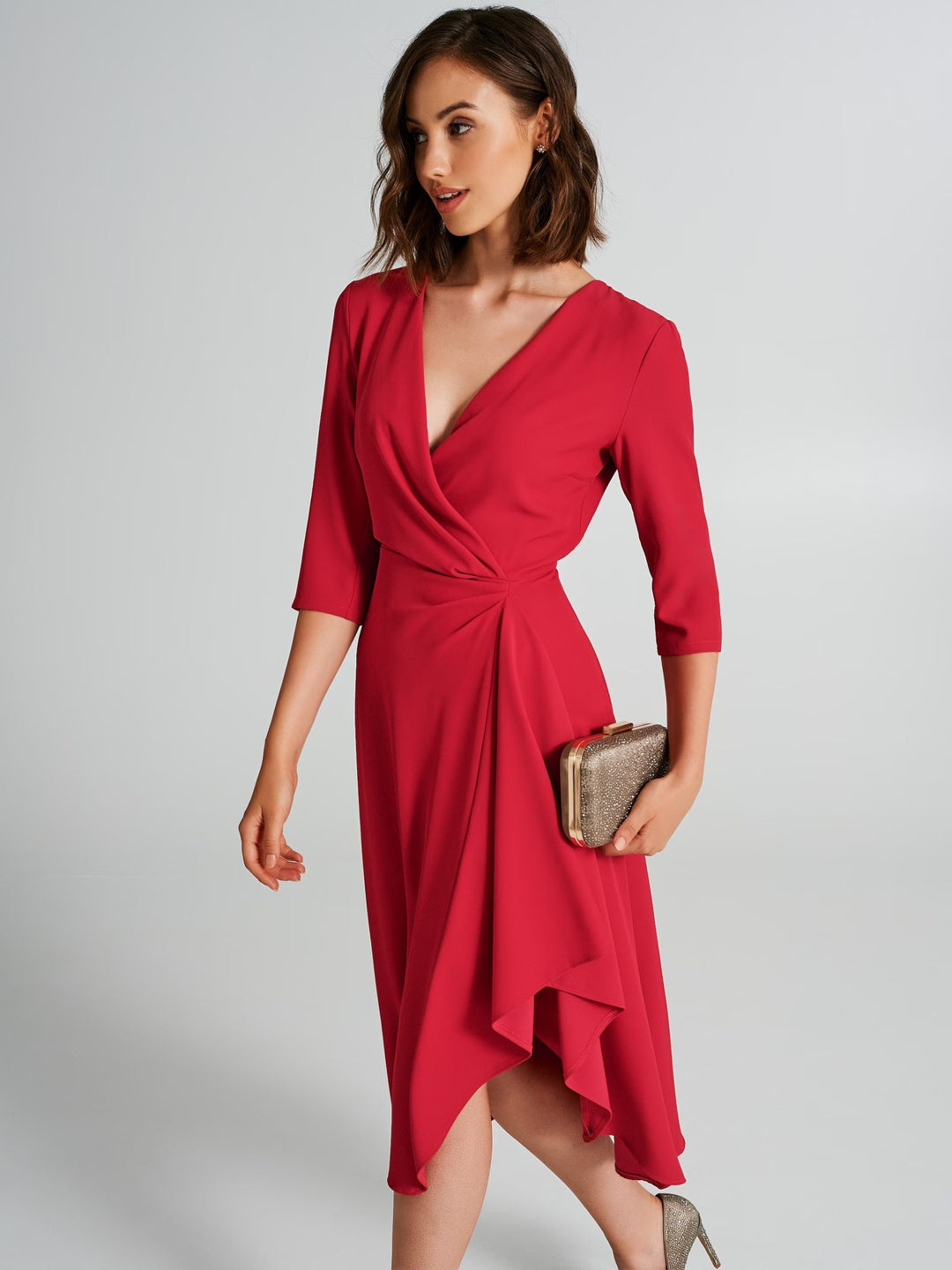 VESTIDO ROSA DRAPEADO RINASCIMENTO