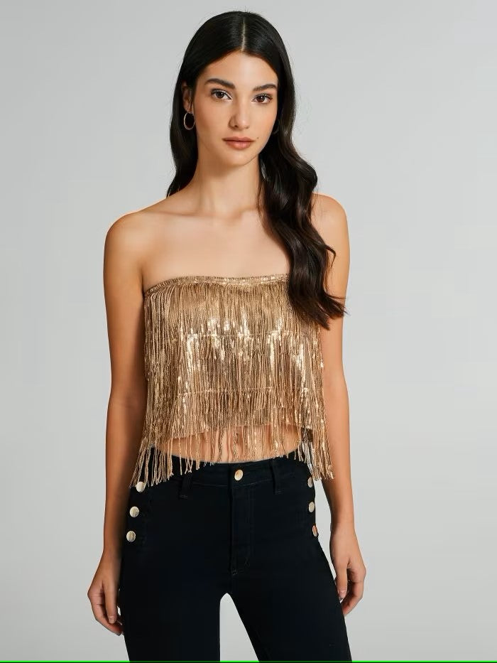 TOP DOURADO DE FRANJAS RINASCIMENTO