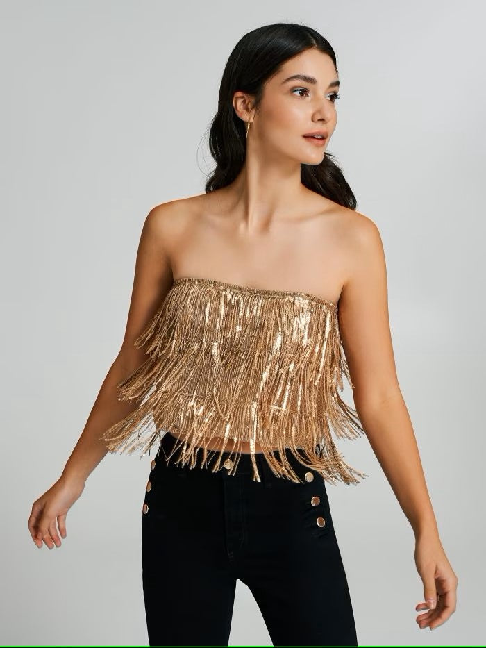 TOP DOURADO DE FRANJAS RINASCIMENTO