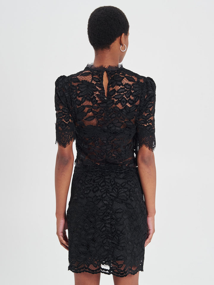 BLUSA PRETA RENDADA RINASCIMENTO