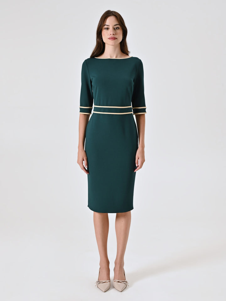 VESTIDO VERDE COM VIVOS EM CONTRASTE RINASCIMENTO