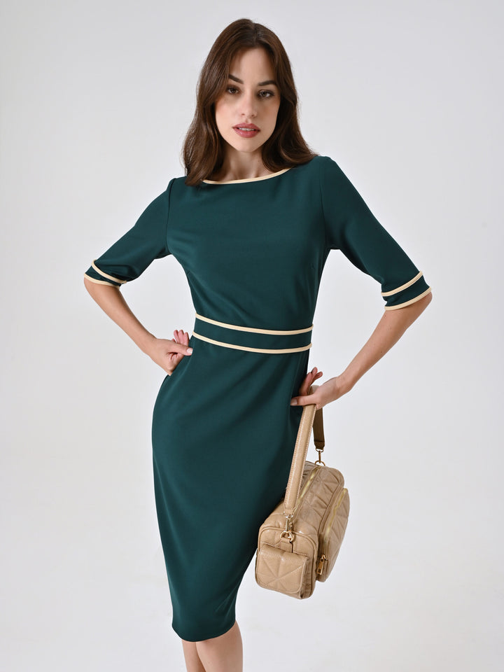VESTIDO VERDE COM VIVOS EM CONTRASTE RINASCIMENTO