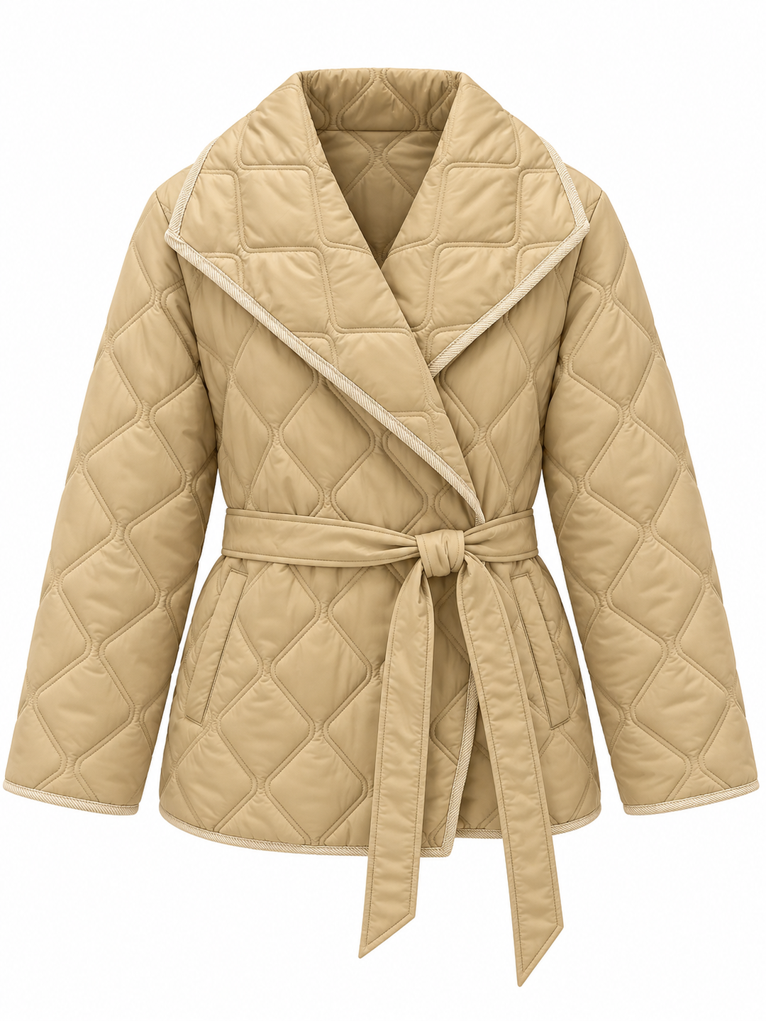 PARKA BEGE ACOLCHOADA COM CINTO FERRACHE