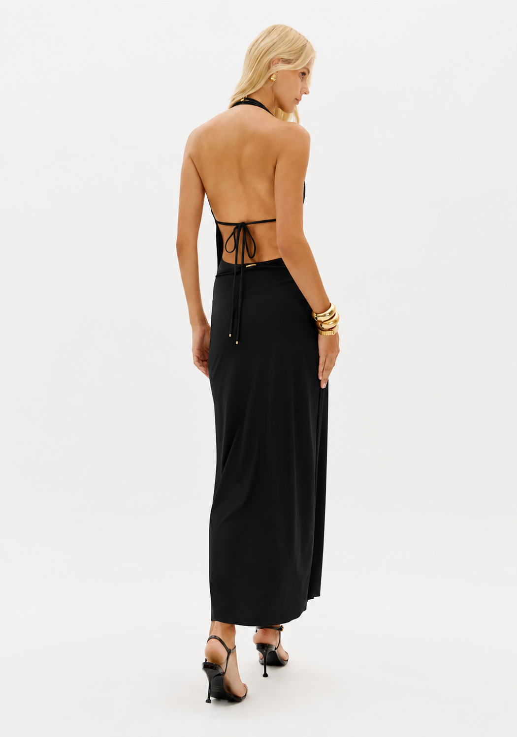 VESTIDO ASSIMÉTRICO COM DRAPEADO PRETO LANÇA PERFUME