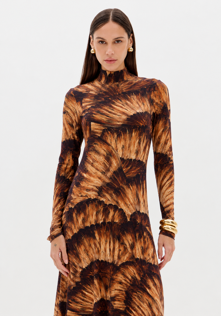 VESTIDO COMPRIDO ESTAMPADO LANÇA PERFUME